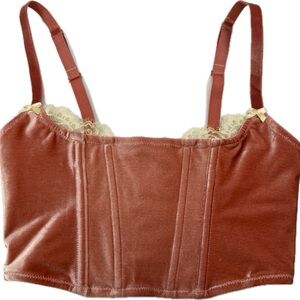 SKIMS Velour Velvet Lace Corset Terracotta